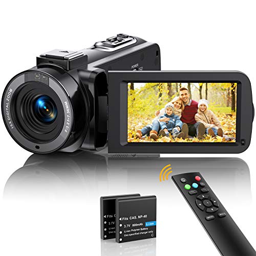 Videokamera Camcorder FHD 1080P 36MP 30FPS YouTube Vlogging Kamera Recorder IR Nachtsicht 16X Digitalzoom 7,6 cm 270 Grad Drehung IPS Bildschirm Digitaler Camcorder mit Fernbedienung und 2 Batterien von Ahlirmoy