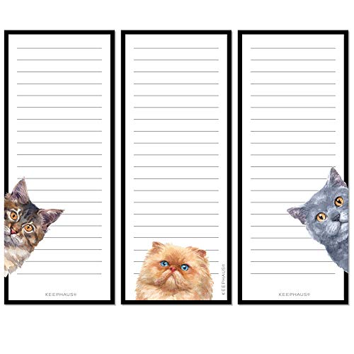 Magnetische To-Do-Listen-Notizblöcke (3er-Pack); Einkaufslisten-Magnetblock für Kühlschrank; magnetischer Papierblock für Erinnerungen, Notizblock und Kratzblock; niedliche Katzen-Designs, 50 Blatt von Ahlrsyy