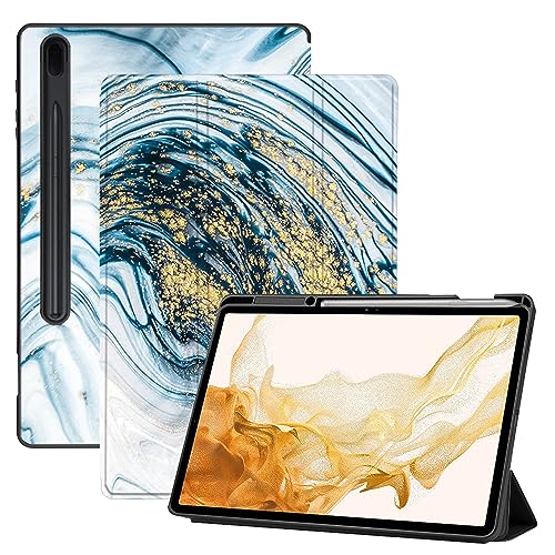 AiGoZhe Case Fits Samsung Galaxy Tab S8+ /S8 Plus 2022 12.4 inch with S Pen Holder, Soft TPU Shell Shockproof Cover with Sleep/Wake for Galaxy Tab S7 FE 2021/S7+/S7 Plus 2020, Colorful Marble 12 von AiGoZhe