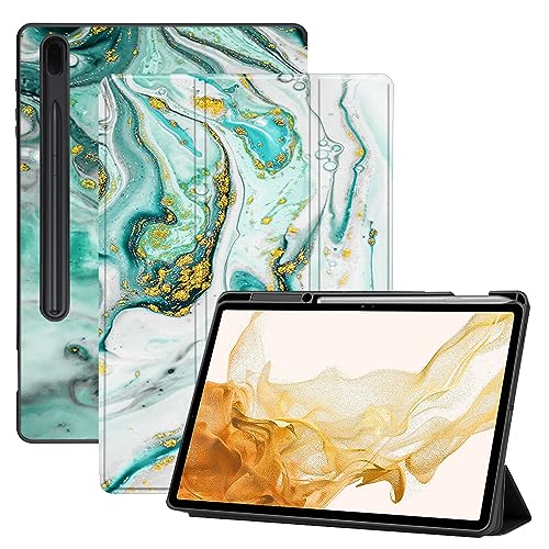AiGoZhe Case Fits Samsung Galaxy Tab S8+ /S8 Plus 2022 12.4 inch with S Pen Holder, Soft TPU Shell Shockproof Cover with Sleep/Wake for Galaxy Tab S7 FE 2021/S7+/S7 Plus 2020, Colorful Marble 15 von AiGoZhe