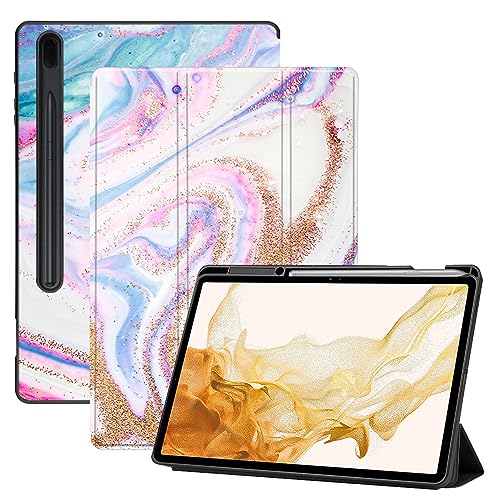 AiGoZhe Case Fits Samsung Galaxy Tab S8+ /S8 Plus 2022 12.4 inch with S Pen Holder, Soft TPU Shell Shockproof Cover with Sleep/Wake for Galaxy Tab S7 FE 2021/S7+/S7 Plus 2020, Colorful Marble 2 von AiGoZhe