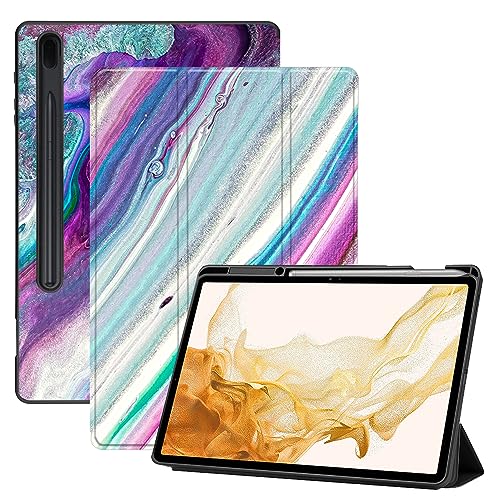 AiGoZhe Case Fits Samsung Galaxy Tab S8+ /S8 Plus 2022 12.4 inch with S Pen Holder, Soft TPU Shell Shockproof Cover with Sleep/Wake for Galaxy Tab S7 FE 2021/S7+/S7 Plus 2020, Colorful Marble 21 von AiGoZhe