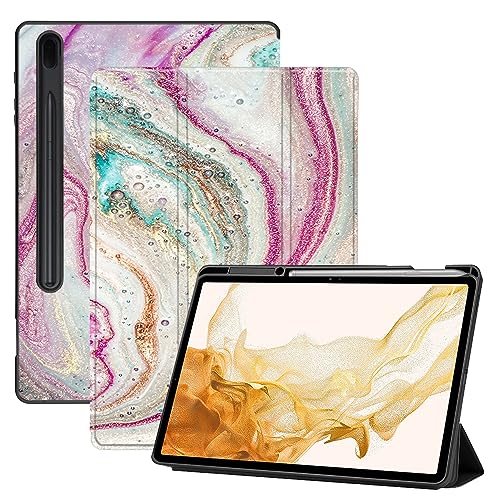 AiGoZhe Case Fits Samsung Galaxy Tab S8+ /S8 Plus 2022 12.4 inch with S Pen Holder, Soft TPU Shell Shockproof Cover with Sleep/Wake for Galaxy Tab S7 FE 2021/S7+/S7 Plus 2020, Colorful Marble 7 von AiGoZhe