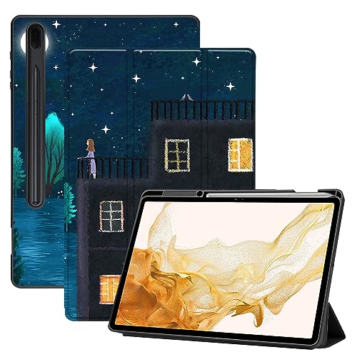 AiGoZhe Case Fits Samsung Galaxy Tab S8+ /S8 Plus 2022 12.4 inch with S Pen Holder, Soft TPU Shell Shockproof Cover with Sleep/Wake for Galaxy Tab S7 FE 2021/S7+/S7 Plus 2020, Fantasy Illustration 15 von AiGoZhe
