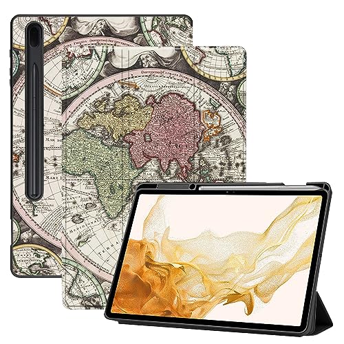 AiGoZhe Case Fits Samsung Galaxy Tab S8+ /S8 Plus 2022 12.4 inch with S Pen Holder, Soft TPU Shell Shockproof Cover with Sleep/Wake for Galaxy Tab S7 FE 2021/S7+/S7 Plus 2020, World Map 1 von AiGoZhe
