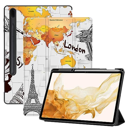 AiGoZhe Case Fits Samsung Galaxy Tab S8+ /S8 Plus 2022 12.4 inch with S Pen Holder, Soft TPU Shell Shockproof Cover with Sleep/Wake for Galaxy Tab S7 FE 2021/S7+/S7 Plus 2020, World Map 14 von AiGoZhe