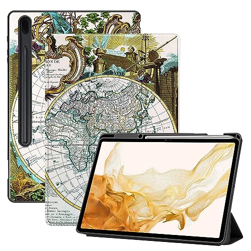 AiGoZhe Case Fits Samsung Galaxy Tab S8+ /S8 Plus 2022 12.4 inch with S Pen Holder, Soft TPU Shell Shockproof Cover with Sleep/Wake for Galaxy Tab S7 FE 2021/S7+/S7 Plus 2020, World Map 19 von AiGoZhe