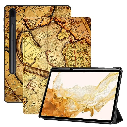 AiGoZhe Case Fits Samsung Galaxy Tab S8+ /S8 Plus 2022 12.4 inch with S Pen Holder, Soft TPU Shell Shockproof Cover with Sleep/Wake for Galaxy Tab S7 FE 2021/S7+/S7 Plus 2020, World Map 3 von AiGoZhe