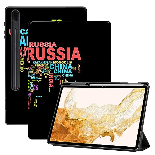 AiGoZhe Case Fits Samsung Galaxy Tab S8+ /S8 Plus 2022 12.4 inch with S Pen Holder, Soft TPU Shell Shockproof Cover with Sleep/Wake for Galaxy Tab S7 FE 2021/S7+/S7 Plus 2020, World Map 5 von AiGoZhe