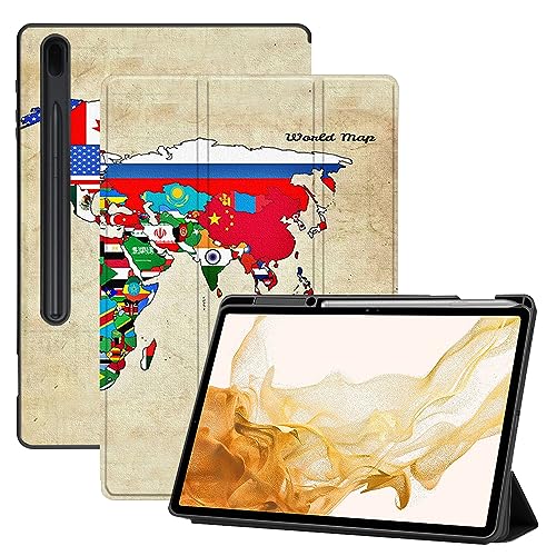 AiGoZhe Case Fits Samsung Galaxy Tab S8+ /S8 Plus 2022 12.4 inch with S Pen Holder, Soft TPU Shell Shockproof Cover with Sleep/Wake for Galaxy Tab S7 FE 2021/S7+/S7 Plus 2020, World Map 6 von AiGoZhe