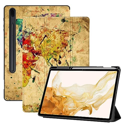 AiGoZhe Case Fits Samsung Galaxy Tab S8+ /S8 Plus 2022 12.4 inch with S Pen Holder, Soft TPU Shell Shockproof Cover with Sleep/Wake for Galaxy Tab S7 FE 2021/S7+/S7 Plus 2020, World Map 8 von AiGoZhe