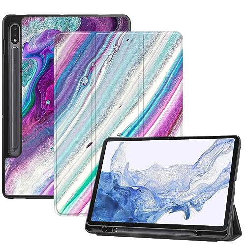 AiGoZhe Case Fits Samsung Galaxy Tab S8 2022 11 inch (SM-X700/X706) with S Pen Holder & Sleep/Wake, Soft TPU Shell Shockproof Cover for Galaxy Tab S7 2020 (SM-T870/T875/T876), Colorful Marble 30 von AiGoZhe