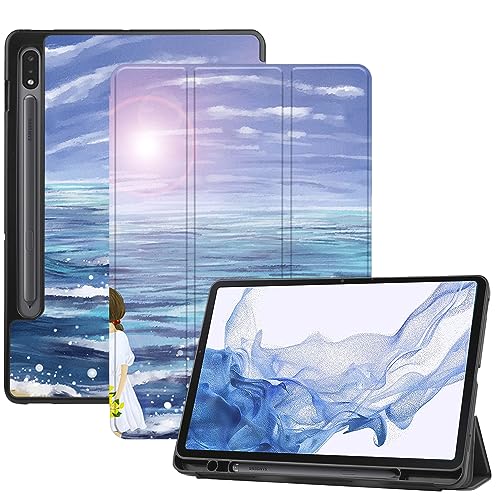 AiGoZhe Case Fits Samsung Galaxy Tab S8 2022 11 inch (SM-X700/X706) with S Pen Holder & Sleep/Wake, Soft TPU Shell Shockproof Cover for Galaxy Tab S7 2020 (SM-T870/T875/T876), Fantasy Illustration 34 von AiGoZhe