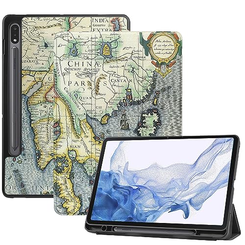 AiGoZhe Case Fits Samsung Galaxy Tab S8 2022 11 inch (SM-X700/X706) with S Pen Holder & Sleep/Wake, Soft TPU Shell Shockproof Cover for Galaxy Tab S7 2020 (SM-T870/T875/T876), World Map 17 von AiGoZhe