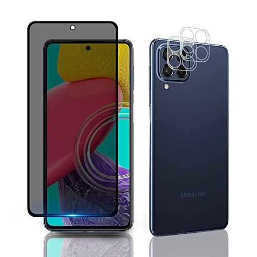 AiMok [1+2 Stück Privacy Glasfolie Kompatibel mit Samsung Galaxy M53, Kamera Glasfolie Schutzfolie, [Anti-Spy] [Kratzfest] [Doppelschutz] 9H Härte Blickschutzfolie für Samsung Galaxy M53 von AiMok