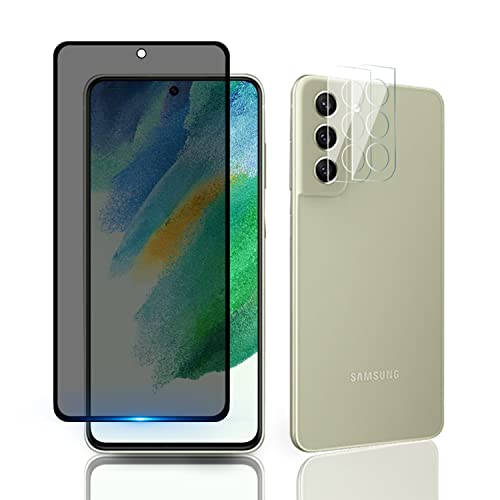AiMok [1 Stück Privacy Kompatibel mit Samsung Galaxy S21 FE 5G + [2 Stück] Kamera Schutzfolie, [Anti-Spy] [Kratzfest] [Doppelschutz] 9H Härte Blickschutzfolie von AiMok