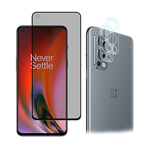 AiMok [1 Stück Privacy Panzerglas Kompatibel mit OnePlus Nord 2 5G + [2 Stück] Kamera Panzerglas Schutzfolie, [Anti-Spy] [Kratzfest] [Doppelschutz] 9H Härte Blickschutzfolie von AiMok