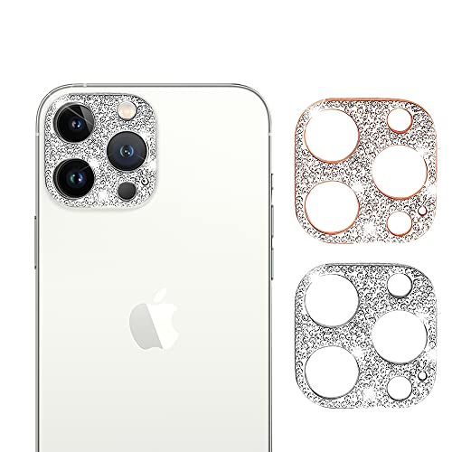 AiMok [2 Stück Bling Kamera Linse Schutzfolie Kompatibel mit iPhone 13 Pro, Diamant Kamera Objektivschutz Dekorationen Aufkleber Linse Protector Cover für iPhone 13 Pro (Silber + Roségold) von AiMok