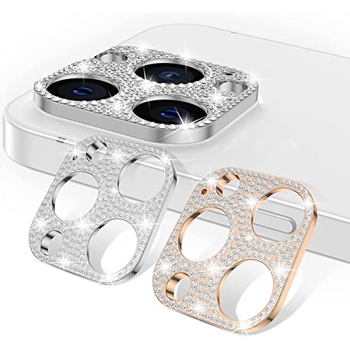 AiMok [2 Stück Bling Kamera Linse Schutzfolie Kompatibel mit iPhone 14 Pro/iPhone 14 Pro Max, Diamant Kamera Objektivschutz Linse Protector Cover für iPhone 14 Pro/iPhone 14 Pro Max (Silber+Roségold) von AiMok