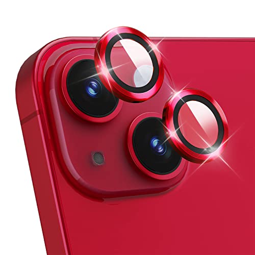 AiMok [2 Stück Kamera Glasfolie Kompatibel mit iPhone 13/ iPhone 13 Mini, HD-Klar, Anti-Kratzen Glas Aluminiumlegierung Rand Kamera Objektivschutz für iPhone 13/ iPhone 13 Mini - Rot von AiMok