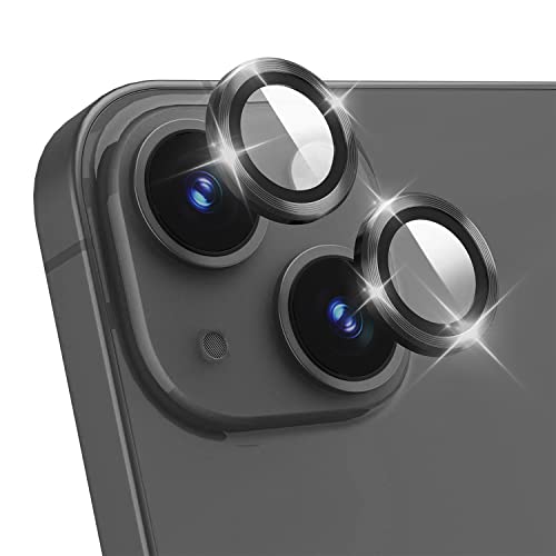 AiMok [2 Stück Kamera Glasfolie Kompatibel mit iPhone 13/ iPhone 13 Mini, HD-Klar, Anti-Kratzen Glas Aluminiumlegierung Rand Kamera Objektivschutz für iPhone 13/ iPhone 13 Mini - Schwarz von AiMok
