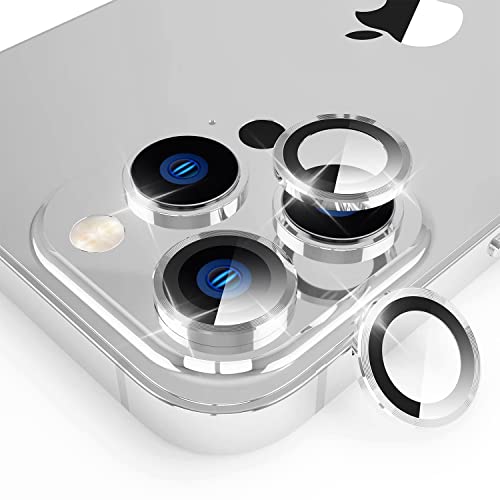 AiMok [3 Stück Kamera Glasfolie Kompatibel mit iPhone 13 Pro/iPhone 13 Pro Max, HD-Klar, Anti-Kratzen Glas Aluminiumlegierung Rand Kamera Objektivschutz für iPhone 13 Pro/Pro Max - Silber von AiMok