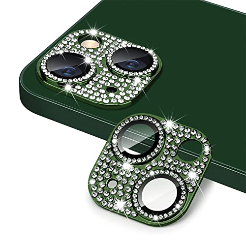 AiMok Bling Kamera Linse Schutzfolie Kompatibel mit iPhone 13/iPhone 13 Mini, Anti-Kratzen, HD Diamant Metall Kamera Objektivschutz Linse Protector Cover für iPhone 13/iPhone 13 Mini (Grün) von AiMok