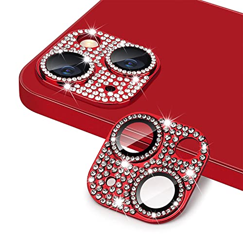 AiMok Bling Kamera Linse Schutzfolie Kompatibel mit iPhone 14/iPhone 14 Plus, Anti-Kratzen, HD Diamant Metall Kamera Objektivschutz Linse Protector Cover für iPhone 14/iPhone 14 Plus - Rot von AiMok