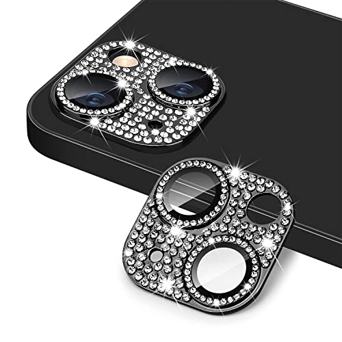 AiMok Bling Kamera Linse Schutzfolie Kompatibel mit iPhone 14/iPhone 14 Plus, Anti-Kratzen, HD Diamant Metall Kamera Objektivschutz Linse Protector Cover für iPhone 14/iPhone 14 Plus - Schwarz von AiMok