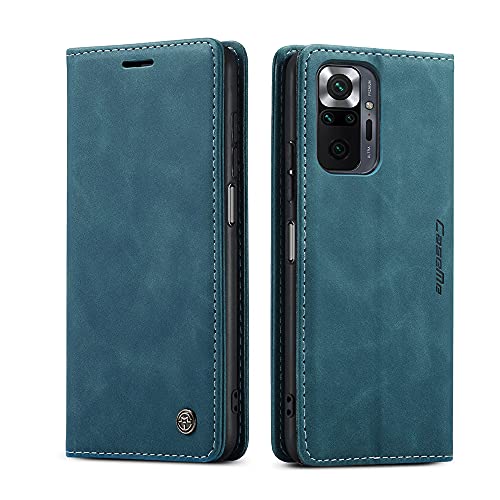 AiMok Hülle Kompatibel mit Xiaomi Redmi Note 10 Pro, Klappbar PU Lederhülle mit [Kartenfächer] [Standfunktion], TPU Innenschale Handyhülle Stoßfeste Flip Schutzhülle für Xiaomi Redmi Note 10 Pro -Blau von AiMok