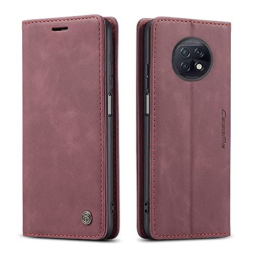 AiMok Hülle Kompatibel mit Xiaomi Redmi Note 9T, Klappbar PU Lederhülle mit [Kartenfächer] [Standfunktion], TPU Innenschale Handyhülle Stoßfeste Flip Schutzhülle für Xiaomi Redmi Note 9T - Rot von AiMok