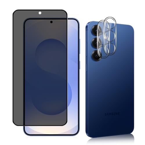 AiMok Privacy Glasfolie Kompatibel mit Samsung Galaxy S25 5G, [1+2 Stück] Kamera Glasfolie Schutzfolie, [Anti-Spy] [Kratzfest] 9H Härte Blickschutzfolie für Samsung Galaxy S25 5G von AiMok