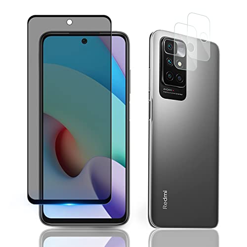 AiMok Privacy Glasfolie Kompatibel mit Xiaomi Redmi 10 2022, [1+2 Stück] Kamera Glasfolie Schutzfolie, [Anti-Spy] [Kratzfest] [Doppelschutz] 9H Härte Blickschutzfolie für Xiaomi Redmi 10 2022 von AiMok