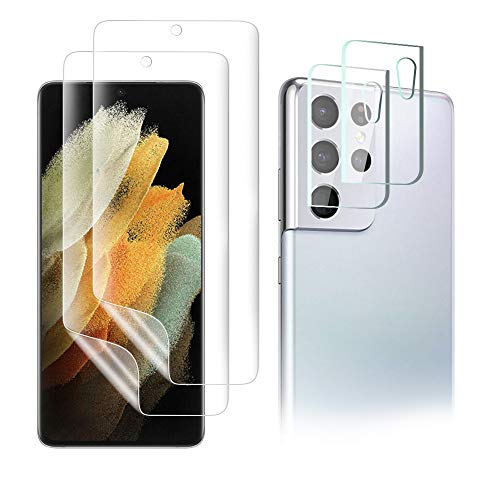 AiMok Schutzfolie Kompatibel mit Samsung Galaxy S21 Ultra, 2 Stück TPU Displayschutzfolie + 2 Stück Kamera Panzerglas Schutzfolie【Kratzfest】【Blasenfrei】 von AiMok