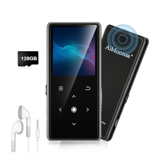 128GB MP3 Player with Bluetooth 5.2, AiMoonsa Music Player with Built-in HD Speaker, FM Radio, Voice Recorder, HiFi Sound, E-Book Function, Earphones Included von AiMoonsa