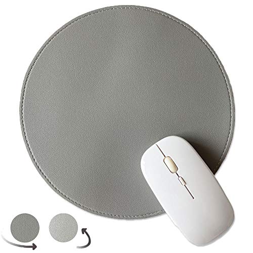 Doppelseitiges Mauspad, Office Mauspad mit genähter Kante, rutschfeste PU-Leder-Desktop-Mausmatte Wasserdicht für PC, Laptop, Homeoffice und Büro (Grau und Silber) von AiPsekocy