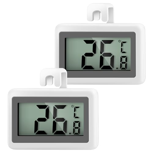 AiQInu 2 Stück Kühlschrankthermometer Digital mit Magnet und Haken, Großer Messbereich -50°C bis +70°C, Mini Thermometer Kühlschrank für Küche, Gefrierschrank, Lager AiQInu 2 Stück Kühlschrankthermometer Digital mit Magnet und Haken, Großer Messbereich -50°C bis +70°C, Mini Thermometer Kühlschrank für Küche, Gefrierschrank, Lager von AiQInu