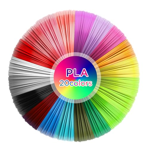 AiQInu 3D Druck Stift PLA Filament, 3D-Stift-Filament 1.75mm, 20 Farben, jede Farbe 5 Meter, insgesamt 100 Meter von AiQInu