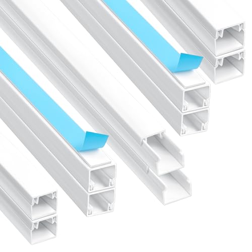 AiQInu Kabelkanal Weiß Selbstklebend(0,4m*12mm*12mm), 10 Stück Kabelkanal mit Schaumstoffband bereit, Montage an der Wand für Kabelmanagement Kabelkanal, Kabelführung von AiQInu