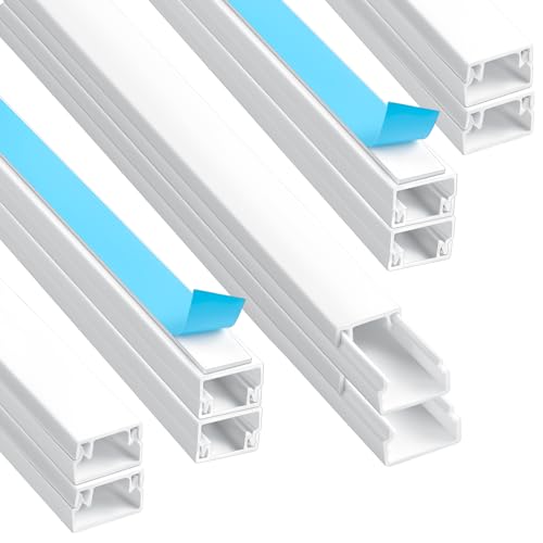 AiQInu Kabelkanal Weiß Selbstklebend(0,4m*12mm*7mm), 10 Stück Kabelkanal mit Schaumstoffband bereit, Montage an der Wand für Kabelmanagement Kabelkanal, Kabelführung von AiQInu