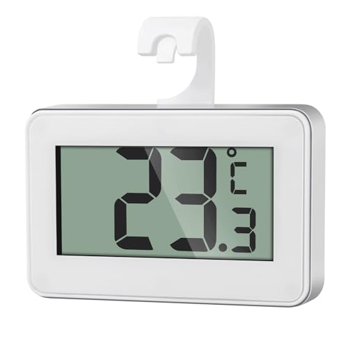 AiQInu Mini Kühlschrank Thermometer Digital, Magnetisch Mit Haken, Gefrierschrank LCD-Anzeige, Frost Alarm für Zuhause, Restaurants, Bars von AiQInu
