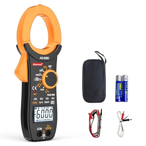 Aicevoos Stromzange Strommesszange Zangenamperemeter ac dc Strom 1000A True-RMS Auto-Ranging, misst Strom Spannung Temperatur Kapazität Widerstand Dioden (AC/DC Strom) von Aicevoos