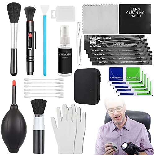 27 Stück Kamera Reinigungset, Handy Reinigungsset Objektive Reinigungs-Sets für DSLR Reinigungsset mit Raketengebläse Reinigungspinsel Reinigungstuch und Objektivbürste von Aicharynic