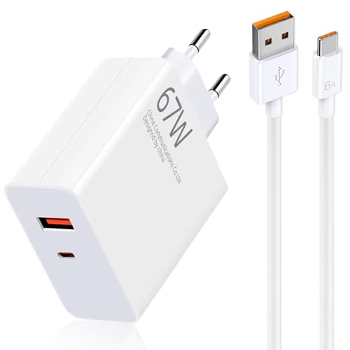 67W Turbocharge Ladegerät mit USB C Ladekabel für Xiaomi, 1.5M USB C Ladekabel Netzteile Schnellladegerät für Xiaomi 14 Xiaomi 13T Pro Pad 6 Redmi Note 13 Pro 12 11 Pro 11s Poco X6 Pro M6 Pro von Aicharynic