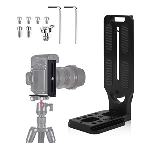 Aicharynic L-Halterung Schnellwechselplatte L-förmige Halterung Vertikale Universal DSLR Kamera L Halterung Aluminum, Compatible with die meisten Stative, Einbeinstative, Gimbal-Stabilisatoren von Aicharynic