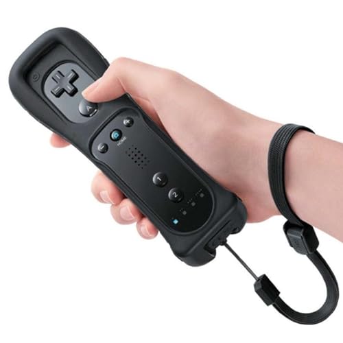 Aicharynic Wii-Fernbedienung, Gamecontroller Wii Controller Wireless Remote Bewegungssensor Vernbedinung Ersatz Gamepad Controller für Wii und Wii-Konsole mit Silikonhülle und Handschlaufe (Schwarz) von Aicharynic