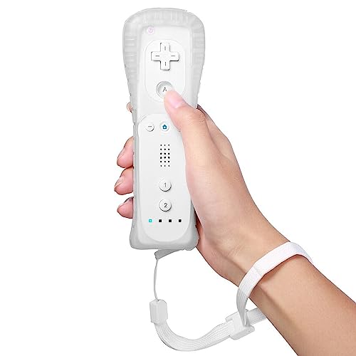Aicharynic Wii-Fernbedienung: Gamecontroller Wii Controller Wireless Remote Bewegungssensor Vernbedinung Ersatz Gamepad Controller für Wii-Konsole und Wii, mit Silikonhülle und Handschlaufe von Aicharynic