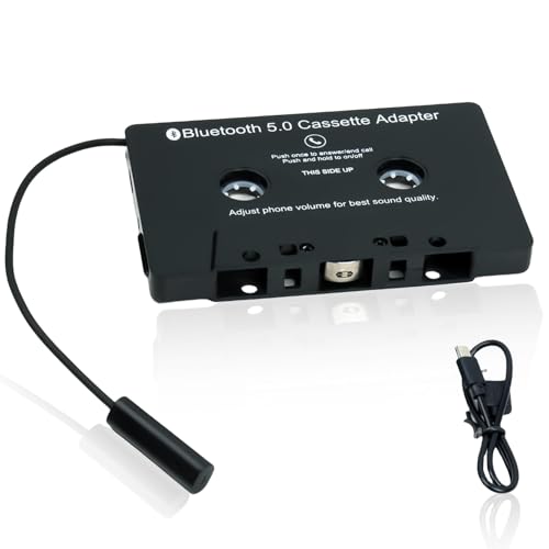 Kassetten Adapter: Bluetooth Kassette Adapter für 5.0 Autoradio, Kassettenspieler Adapter, Audio-Kassetten-AUX-Adapter, KFZ Auto Radio Adapter für CD Player, Telefon, MP3-Player, Schwarz von Aicharynic