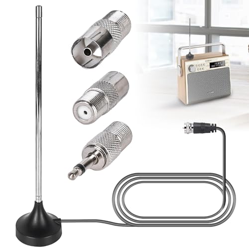 Radio Rod DAB+ Antenne, Radio Antenne für den Empfang von DAB+ und FM/UKW, Einfahrbare DAB Antenne mit Magnetfuß und 3m Verlängerungskabel, UKW Antenne für Stereoanlage FM (Schwarz) von Aicharynic