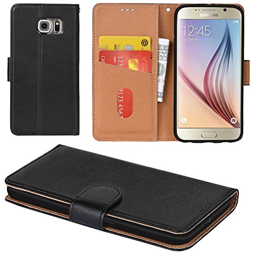 Aicoco Galaxy S6 Hülle Schutzhülle Tasche Flip Case für Samsung Galaxy S6 Handyhülle - Schwarz von Aicoco